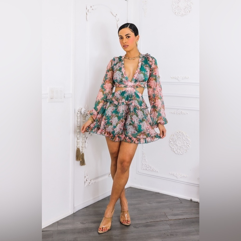 Floral V-Neck Romper